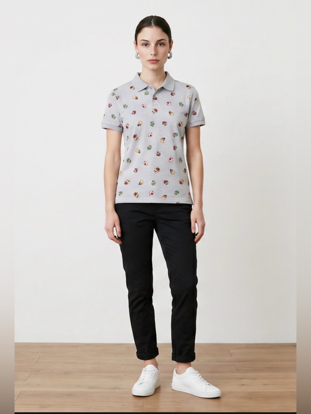 Light Gray Nintendo Character Polo Shirt